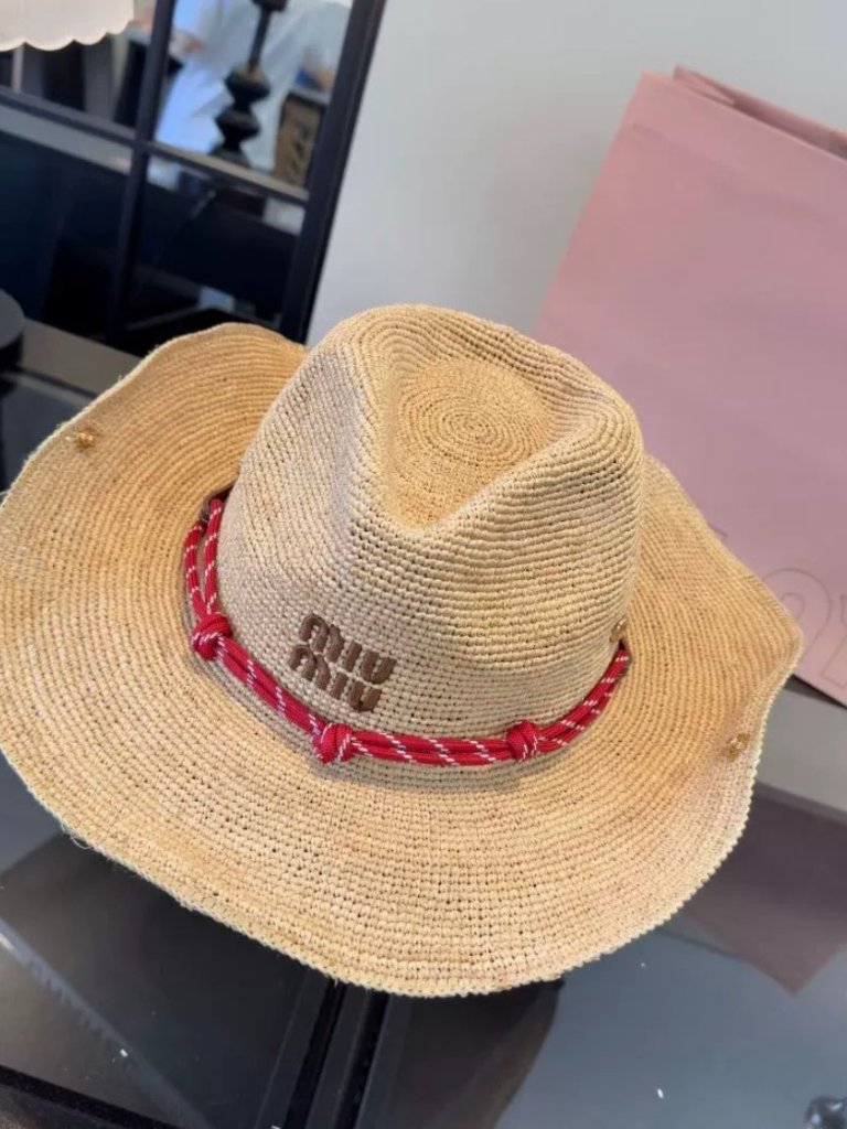 Miu Miu Natural Straw Western Cowgirl Hat